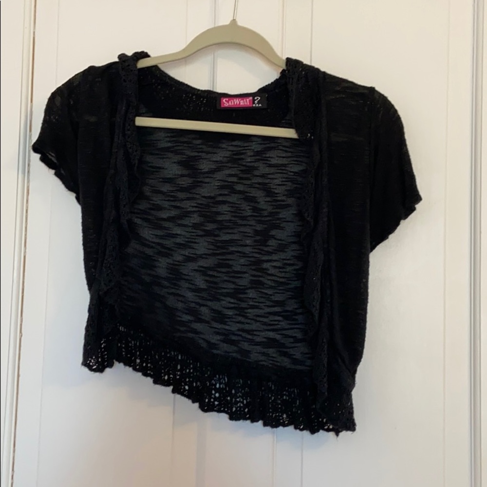 Girls short sleeve black cardigan